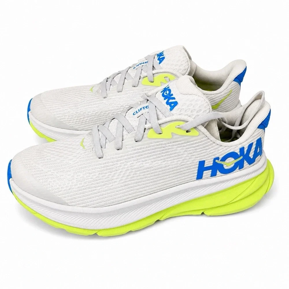 HOKA ONE ONE Y Clifton 9 Gray Volt Blue 1131170 STLC Youth 5 Women 6.5 MD
